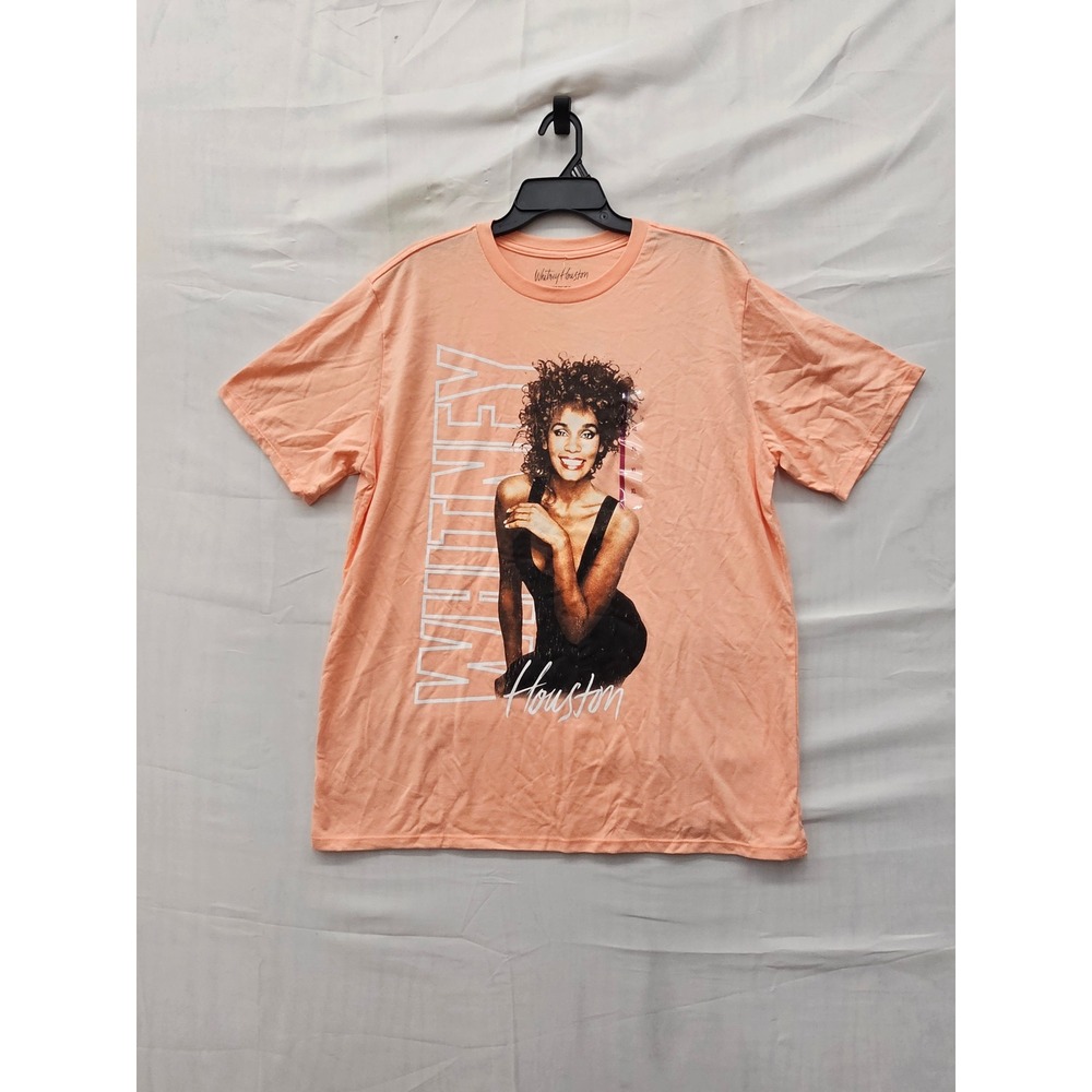 Goodie Two Sleeves Womens Whitney Houston T-Shirt Pink Cotton Blend Size XL
